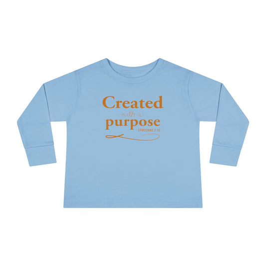 Toddler Long Sleeve Tee — "Created Purpose" Inspirational Kids Shirt